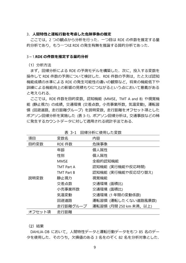 高齢ドライバーの人間特性と運転行動を考慮した危険事象の推定